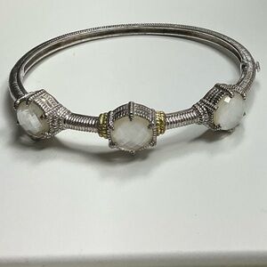 Judith Ripka Couture Collection. Triple Stone Hinged Bracelet. 6.25" circumferen